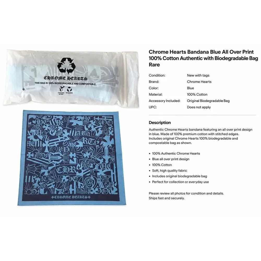 Chrome Hearts Eyewear Glasses Cleaning Cloth Microfiber Blue Cross Logo Rare